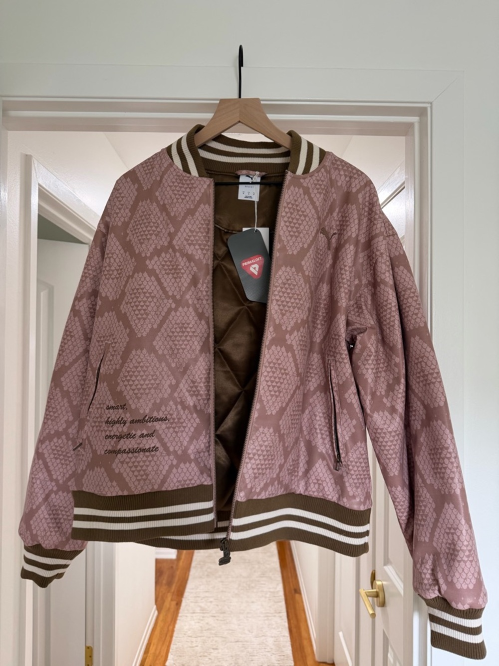 PUMA Select Year of the Snake Pink Snake Print Bomber Jacket Medium NWT